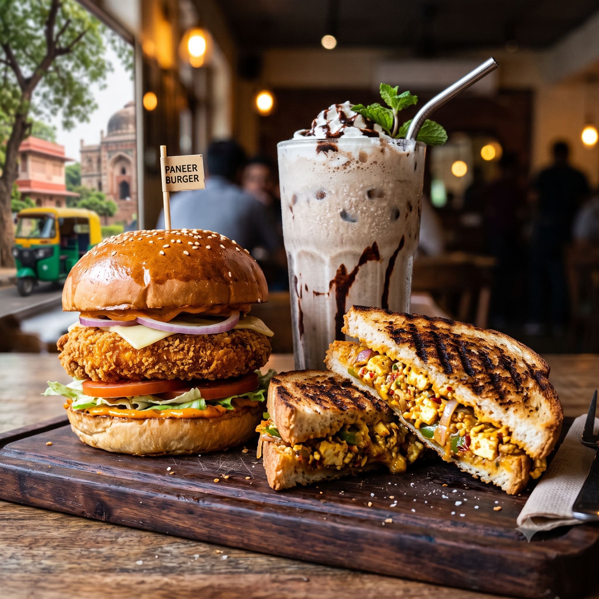 Cold Coffee + Paneer Burger + Paneer Sandwich